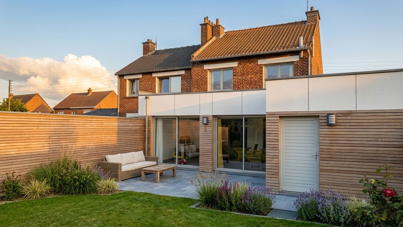Extension d'une habitation unifamiliale de 23 m² à Marquillies