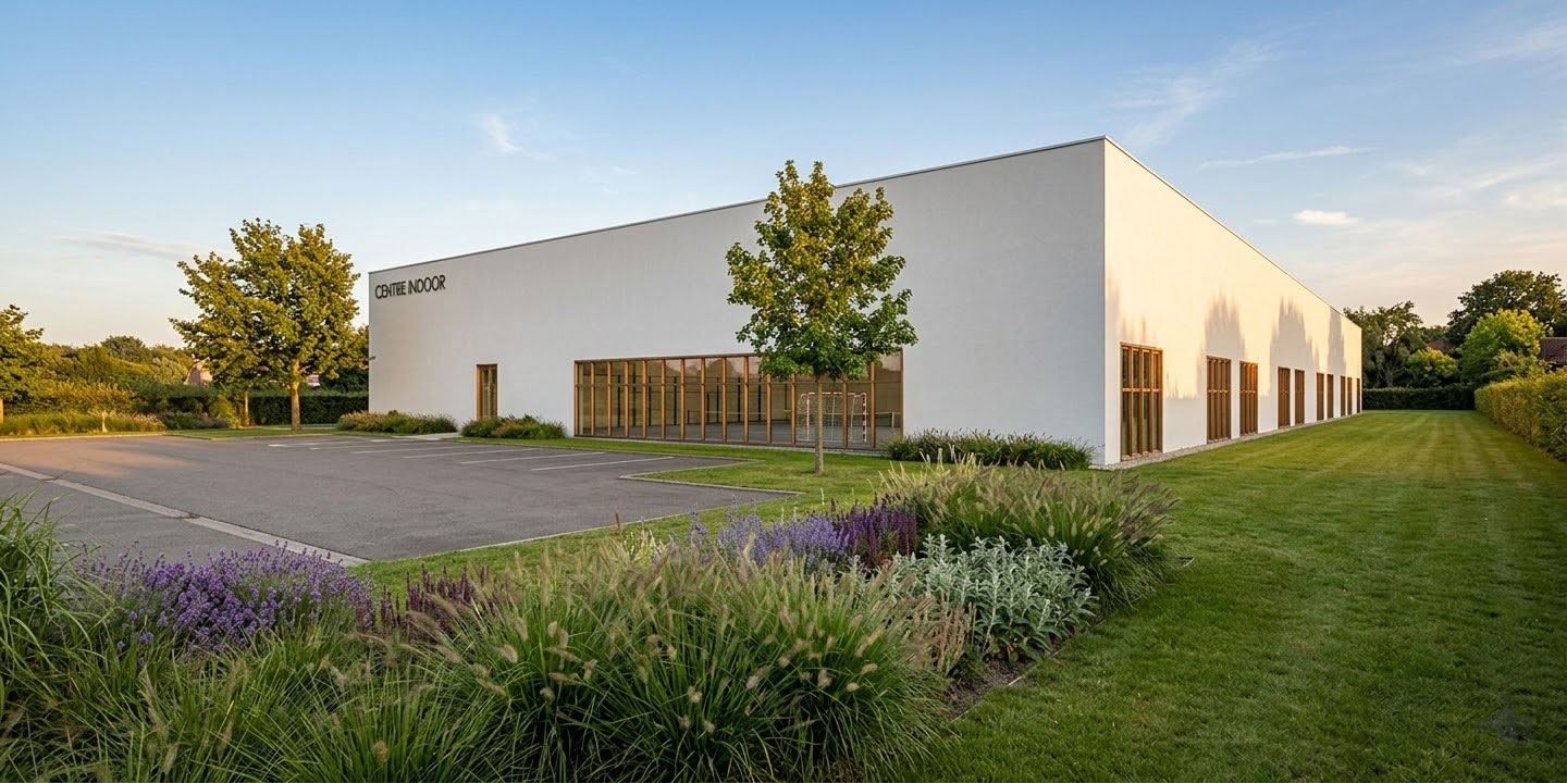 Hall sportif communal de Tournai, charpente bois lamellé-collé